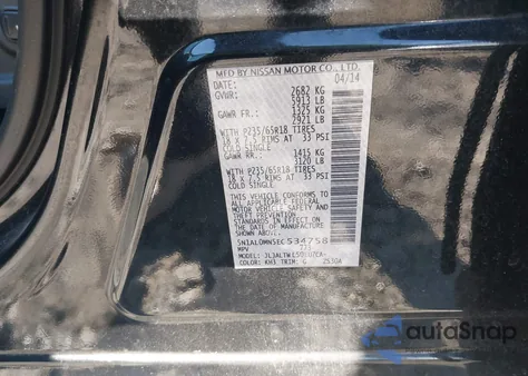 2014 Infiniti Qx60 z USA, uszkodzony, nr VIN 5N1AL0MN5EC534758